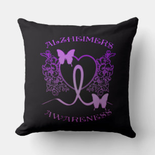 Alzheimers Awareness Purple Butterflies Pillow 2