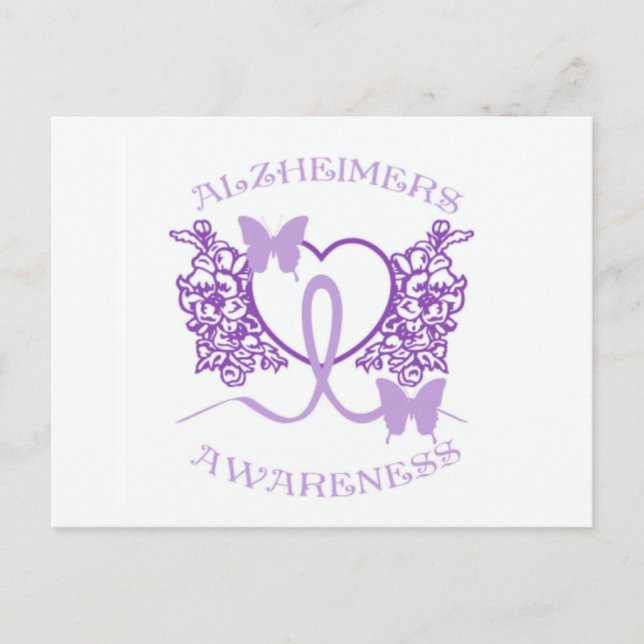 Alzheimers Awareness Purple Butterflies Postcard (Front)