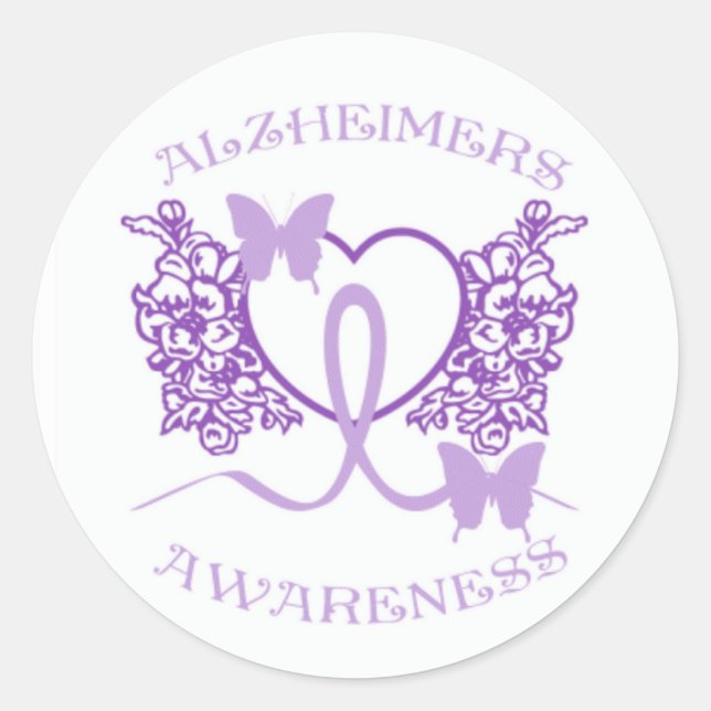 Alzheimers Awareness Purple Butterflies Stickers (Front)
