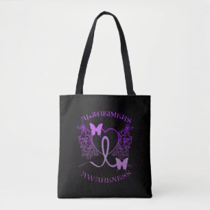 Alzheimers Awareness Purple Butterflies Tote Bag
