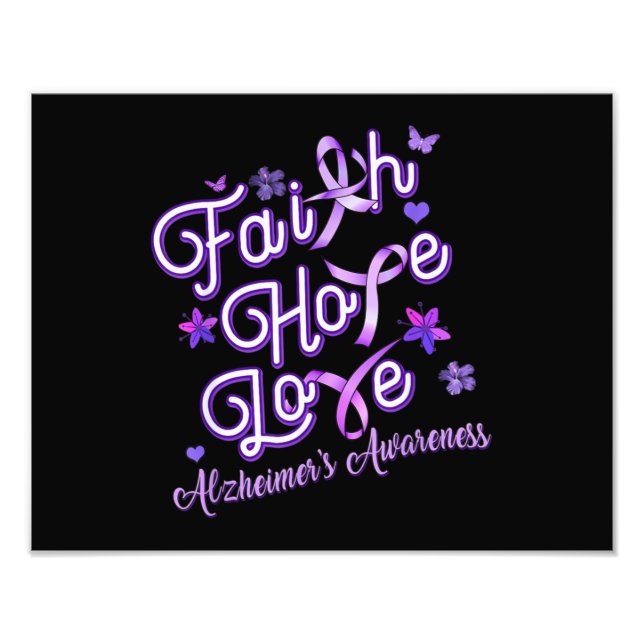 Alzheimer's Awareness Purple Ribbon Products Faith Photo Print (Front)
