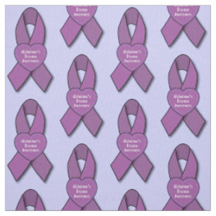 Alzheimer's Awareness Purple Ribbon with Heart Fabric