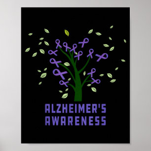 Alzheimers awareness purple ribbons tree support poster