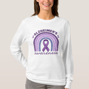 Alzheimer's Awareness Rainbow Purple Ribbon T-Shirt