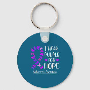 Alzheimer's Awareness Ribbon Butterfly Purple Keychain