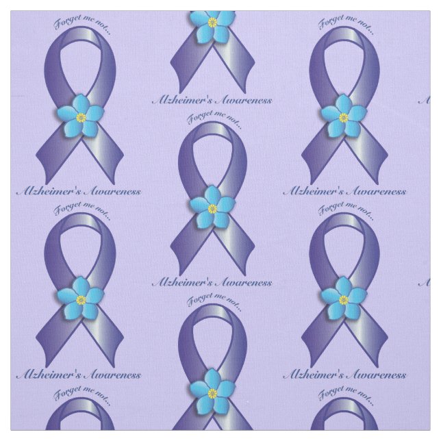 Alzheimer's Awareness Ribbon with Forget Me Not Fabric (Swatch)