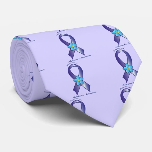 Alzheimer's Awareness Ribbon with Forget Me Not Tie (Rolled)