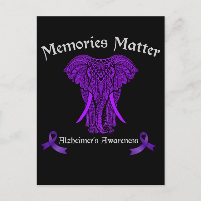 Alzheimers Awareness Support Memories Elephant Postcard (Front)