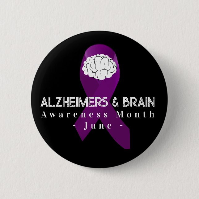 Alzheimer's & brain Awareness Month June  2 Inch Round Button (Front)