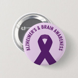 Alzheimer's & Brain Awareness Purple Ribbon 2 Inch Round Button