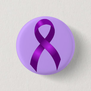 Alzheimers   Crohns & Colitis   Purple Ribbon 1 Inch Round Button