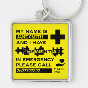 Alzheimer's Dementia Alert Keychain