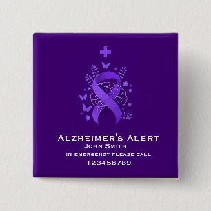 Alzheimer's Disease Alert Contact 2 Inch Square Button