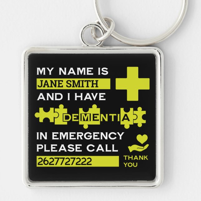  Alzheimer's Disease Alert Keychain (Front)