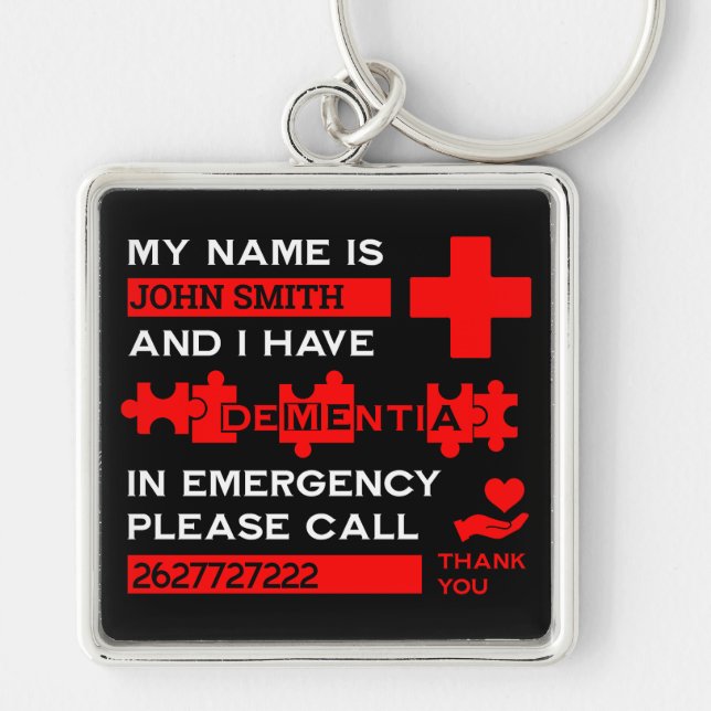  Alzheimer's Disease Alert Keychain (Front)