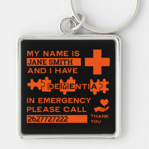  Alzheimer's Disease Alert Keychain