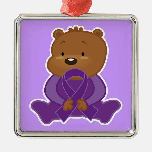 Alzheimers Disease Awareness Bear Keepsake Metal Ornament (Front)