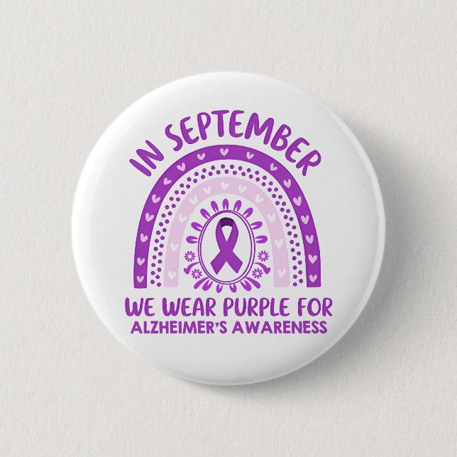 Alzheimer's Disease Awareness Purple Ribbon 2 Inch Round Button (Front)
