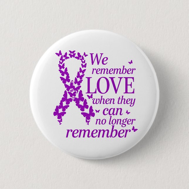Alzheimer's Disease Awareness Purple Ribbon 2 Inch Round Button (Front)