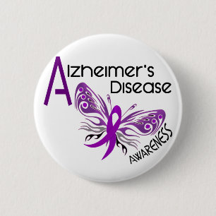 Alzheimer's Disease BUTTERFLY 3 Awareness 2 Inch Round Button