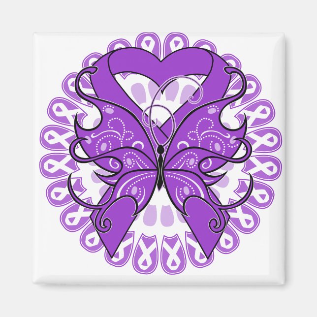 Alzheimers Disease Butterfly Circle of Ribbons Magnet (Front)