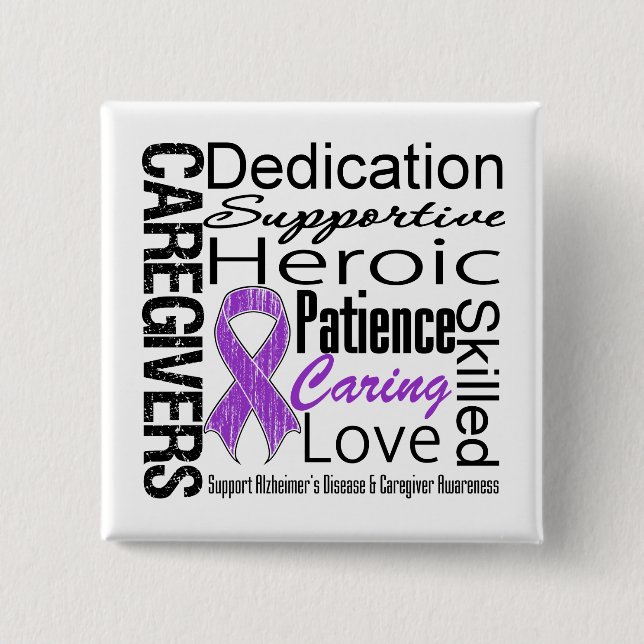 Alzheimers Disease Caregivers Collage 2 Inch Square Button (Front)
