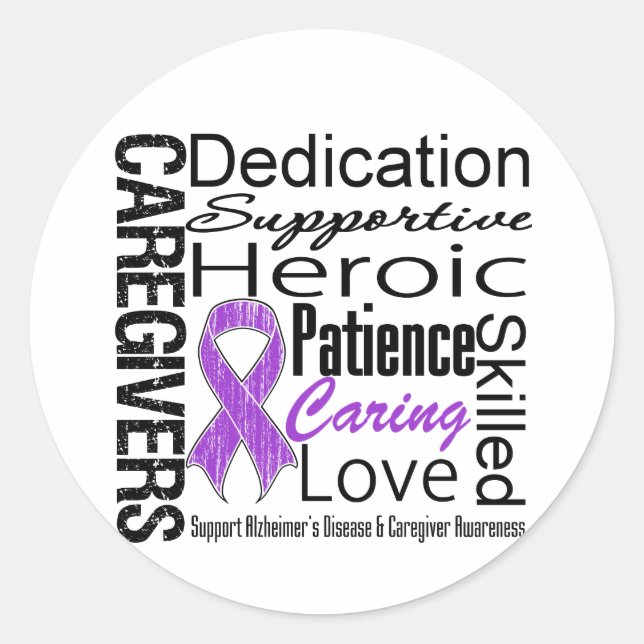 Alzheimers Disease Caregivers Collage Classic Round Sticker (Front)