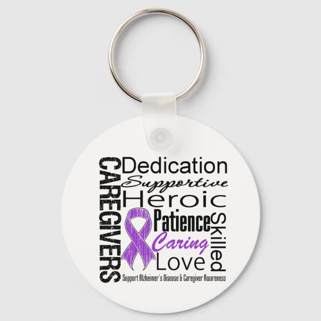 Alzheimers Disease Caregivers Collage Keychain (Front)