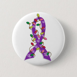 Alzheimer's Disease Christmas Lights Ribbon 2 Inch Round Button