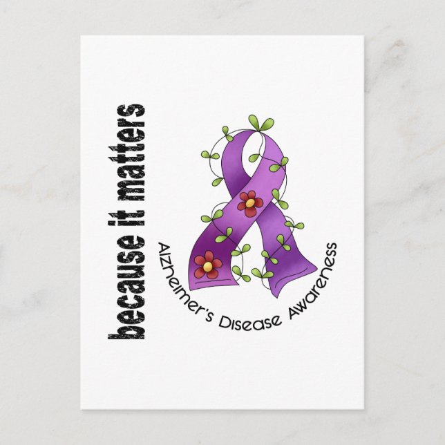 Alzheimers Disease Flower Ribbon 3 Postcard (Front)