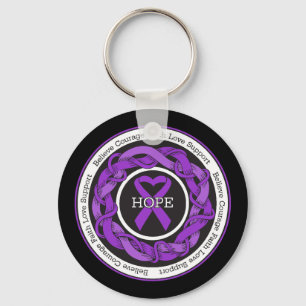 Alzheimers Disease Hope Intertwined Ribbon Keychain