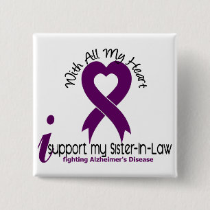 Alzheimers Disease I Support My Sister-In-Law 2 Inch Square Button