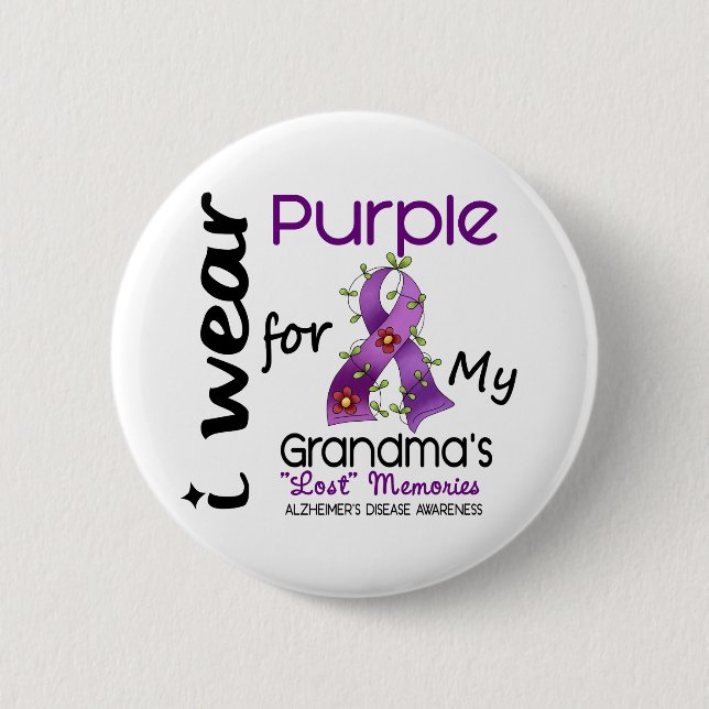 Alzheimers Disease I Wear Purple For My Grandma 43 2 Inch Round Button (Front)
