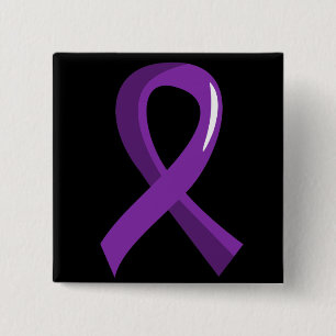 Alzheimer's Disease Purple Ribbon 3 2 Inch Square Button