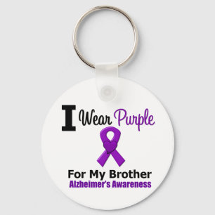 Alzheimer's Disease Purple Ribbon For My Brother Keychain