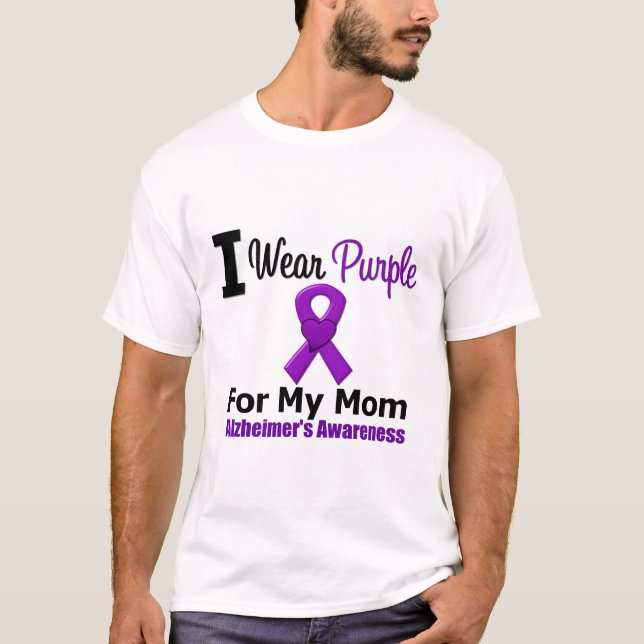 Alzheimer's Disease Purple Ribbon For My Mom T-Shirt (Front)