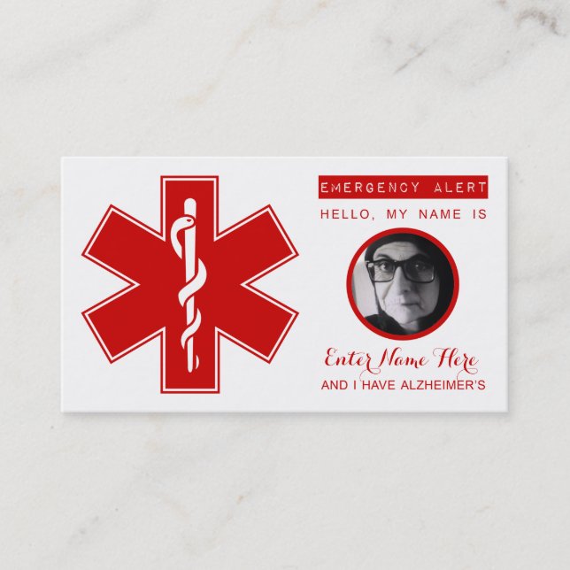 alzheimers emergency contact card (Front)