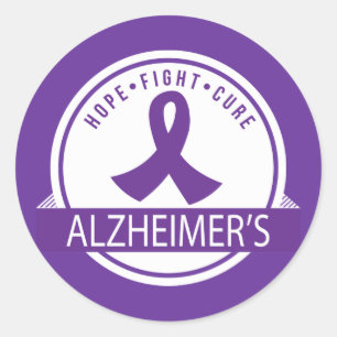 Alzheimer's Hope Fight Cure ribbon Classic Round Sticker