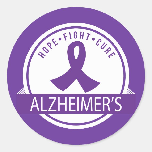 Alzheimer's Hope Fight Cure ribbon Classic Round Sticker (Front)