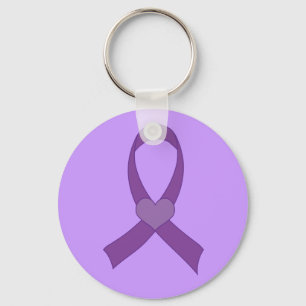 Alzheimers Purple Heart Ribbon Gift Keychain