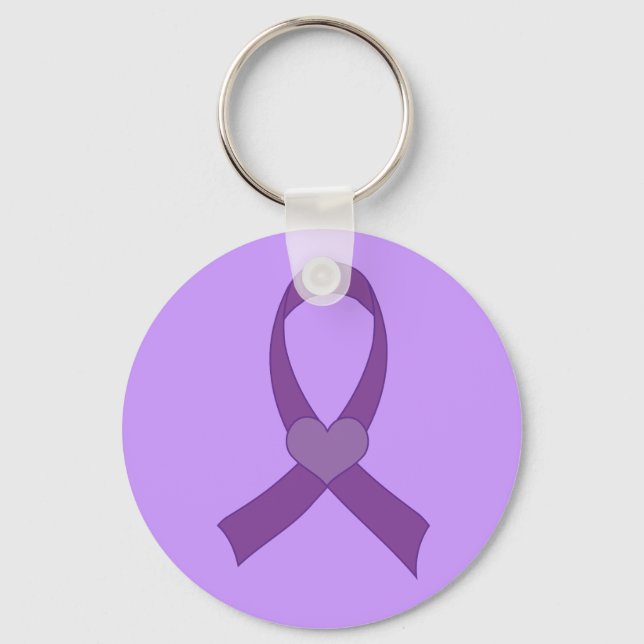 Alzheimers Purple Heart Ribbon Gift Keychain (Front)