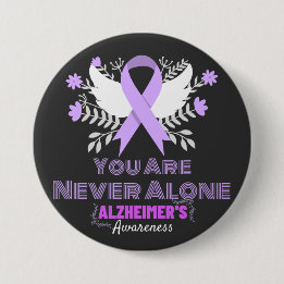 Alzheimer's Ribbon Fight Dementia Awareness 3 Inch Round Button