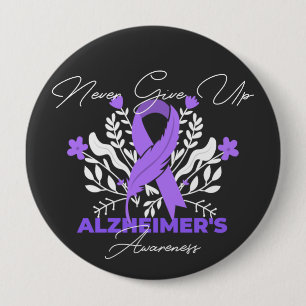 Alzheimer's Ribbon Fight Dementia Awareness 4 Inch Round Button