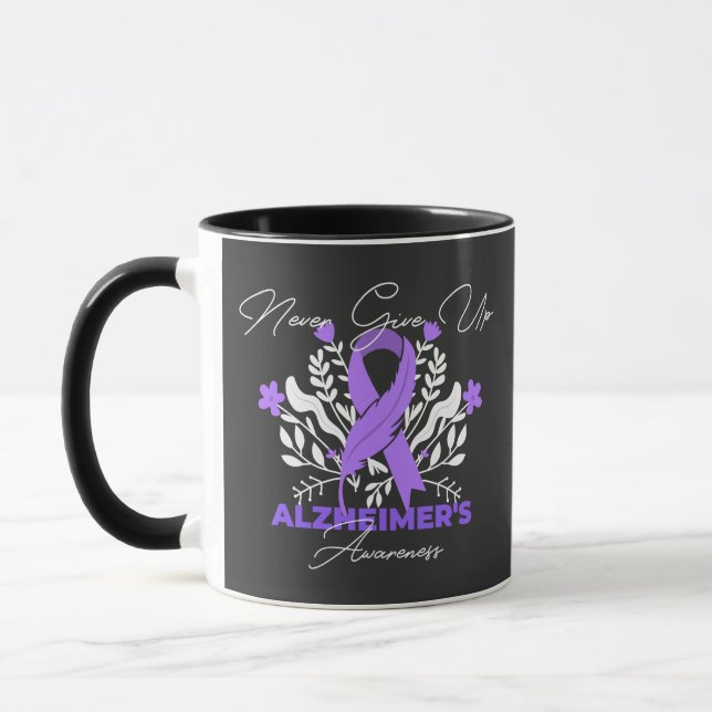 Alzheimer's Ribbon Fight Dementia Awareness Mug (Left)