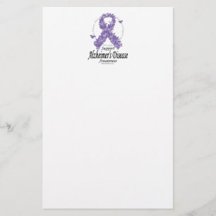 Alzheimers Ribbon of Butterflies Stationery