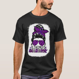 Alzheimer's Warrior Messy Bun Alzheimers Awareness T-Shirt