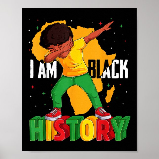Am Black History Kid Dabbing Black History African Poster (Front)
