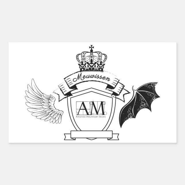 AM Bookplate - Black Banner Crown Sticker (Front)