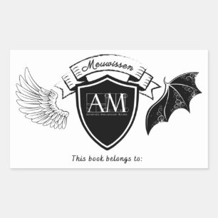 AM Bookplate - Black No Crown Sticker