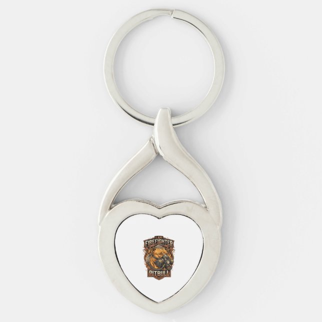 Am Firefighter Pitbull Dog Gas Mask Shield Keychain (Front)